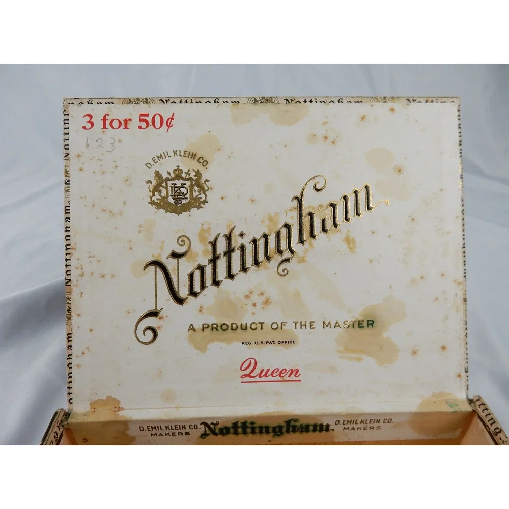 Vintage Nottingham Queens Cigar Box D Emil Klein Co Wood 1930s-40s